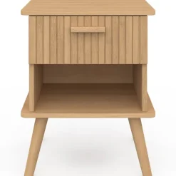 Lot de 2 tables de chevet tasseau bois coloris chêne avec 1 niche et 1 tiroir