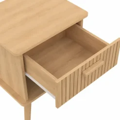 Lot de 2 tables de chevet tasseau bois coloris chêne avec 1 niche et 1 tiroir