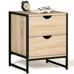 Lot de 2 tables de chevet industrielles 2 tiroirs