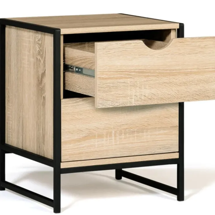 Lot de 2 tables de chevet industrielles 2 tiroirs