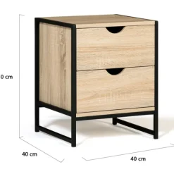 Lot de 2 tables de chevet industrielles 2 tiroirs