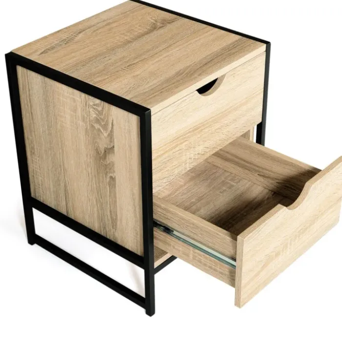 Lot de 2 tables de chevet industrielles 2 tiroirs