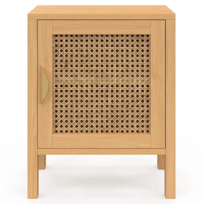 Lot de 2 tables de chevet 1 porte cannage et bois