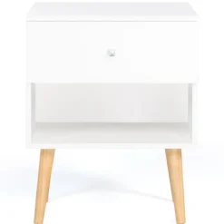 Lot de 2 tables de chevet scandinaves bois blanc 1 tiroir