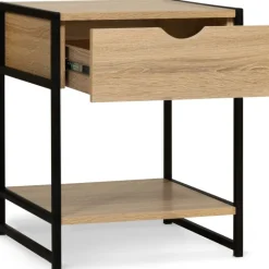 Lot de 2 tables de chevet bois et métal noir