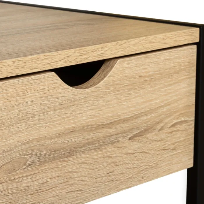 Lot de 2 tables de chevet bois et métal noir