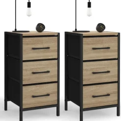 Lot de 2 tables de chevet 3 tiroirs