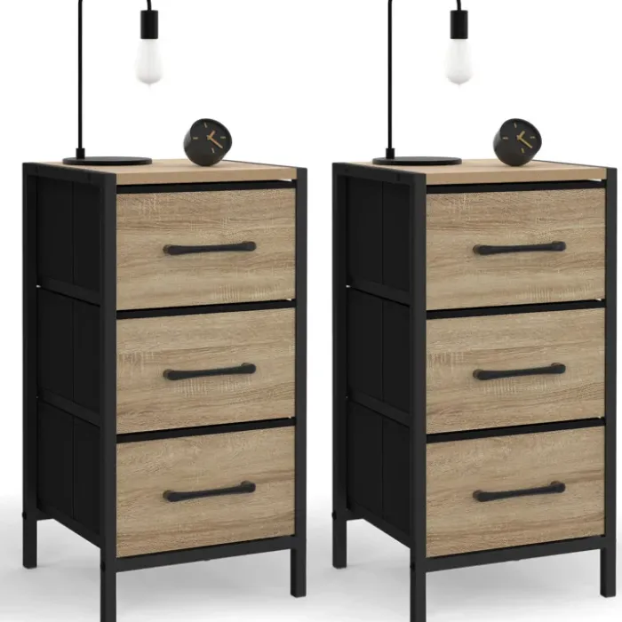 Lot de 2 tables de chevet 3 tiroirs
