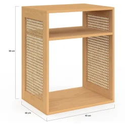 Lot de 2 tables de chevet avec rangements ouverts effet lattes et bois