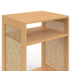 Lot de 2 tables de chevet avec rangements ouverts effet lattes et bois