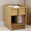 Lot de 2 tables de chevet 1 tiroir et 1 niche façon hêtre design minimaliste