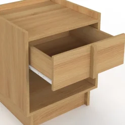 Lot de 2 tables de chevet 1 tiroir et 1 niche façon hêtre design minimaliste