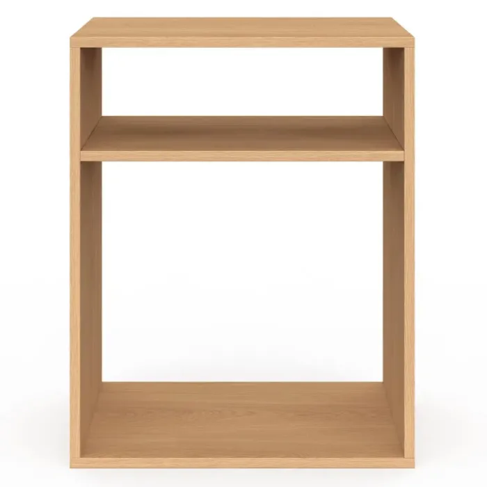 Lot de 2 tables de chevet avec rangements ouverts effet lattes et bois