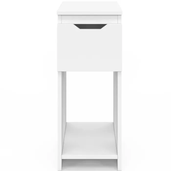 Lot de 2 tables de chevet étroites 1 tiroir avec niche blanc