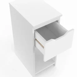 Lot de 2 tables de chevet étroites 1 tiroir avec niche blanc