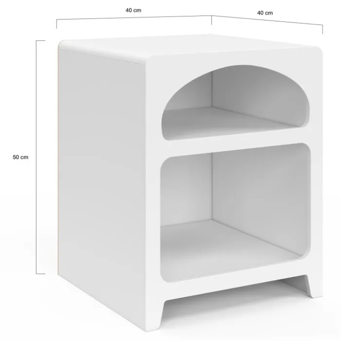 Lot de 2 tables de chevets style organiques bois blanc 2 niches