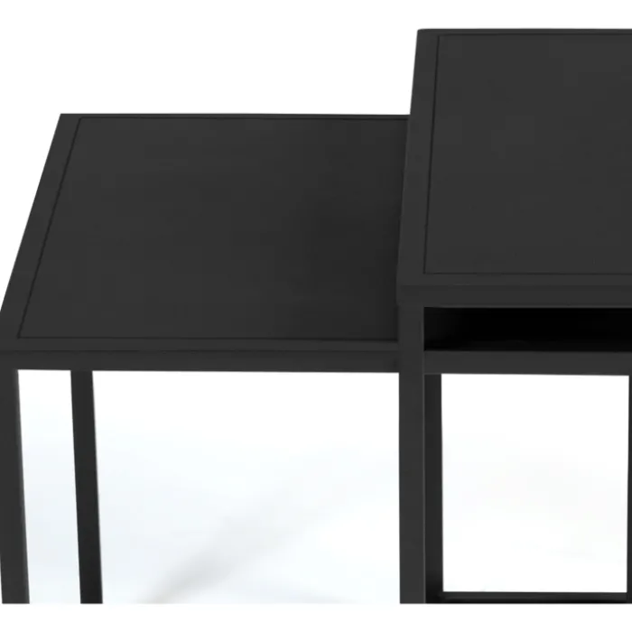 Lot de 2 tables gigognes métal noir carrées 40 cm et 45 cm