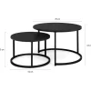 Lot de 2 tables gigognes rondes métal noir 54 cm et 70 cm