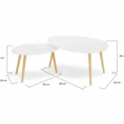 Lot de 2 tables gigognes scandinaves laquées blanc