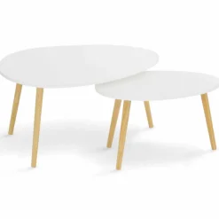Lot de 2 tables gigognes scandinaves laquées blanc