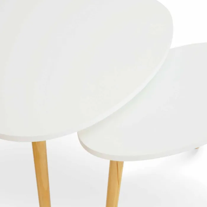 Lot de 2 tables gigognes scandinaves laquées blanc