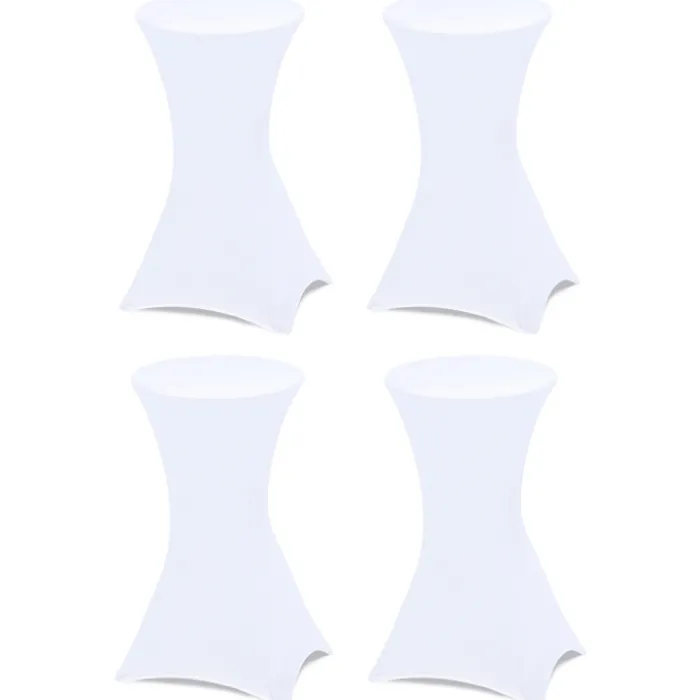 Lot de 4 tables hautes pliantes d’extérieur + housses blanches