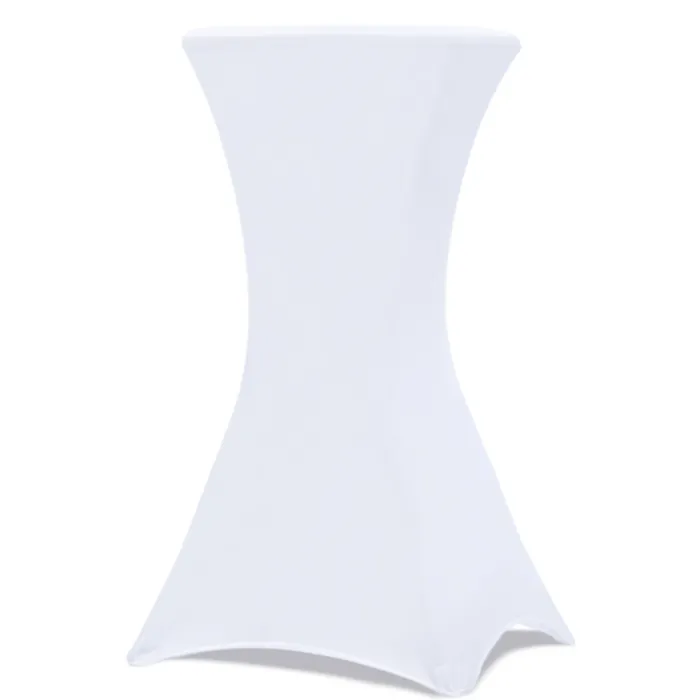Lot de 4 tables hautes pliantes d’extérieur + housses blanches