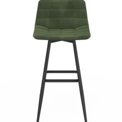 Lot de 4 tabourets de bar en velours vert