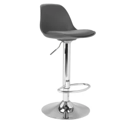 Lot de 4 tabourets de bar gris réglables pied métal