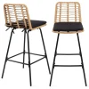 Lot de 2 tabourets de bar effet rotin pied métal noir