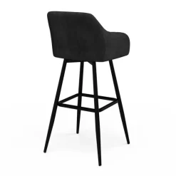 Lot de 4 tabourets de bar en velours noir avec accoudoirs