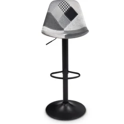 Lot de 4 tabourets de bar design patchworks noir, gris et blanc