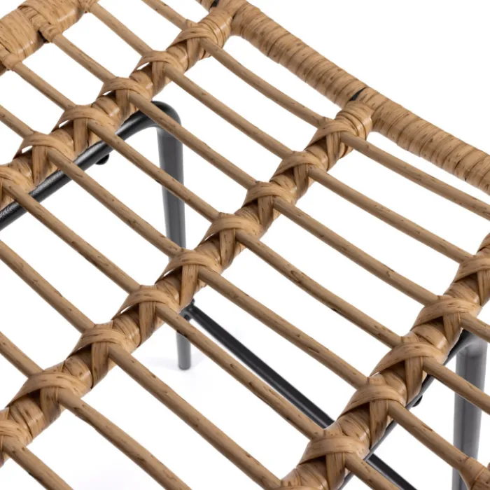 Lot de 4 tabourets de bar effet rotin pied métal noir