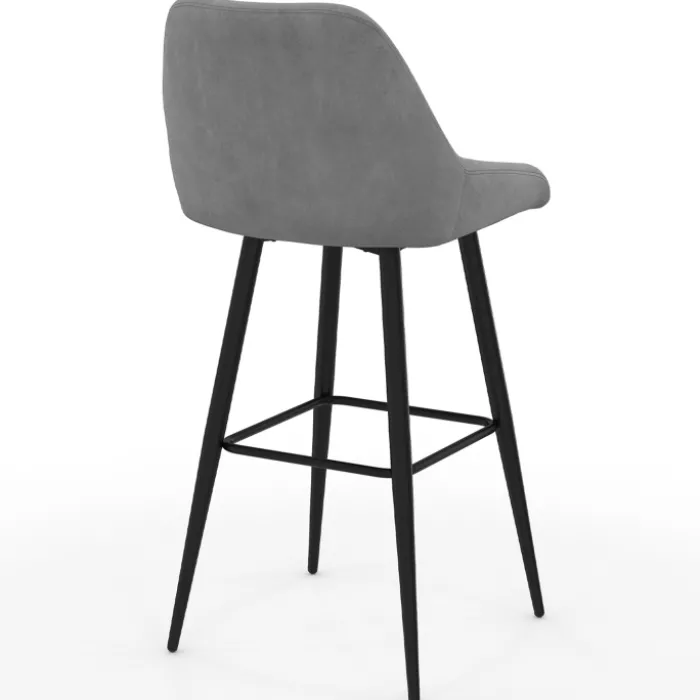 Lot de 4 tabourets de bar en velours mix color : bleu, gris et jaune