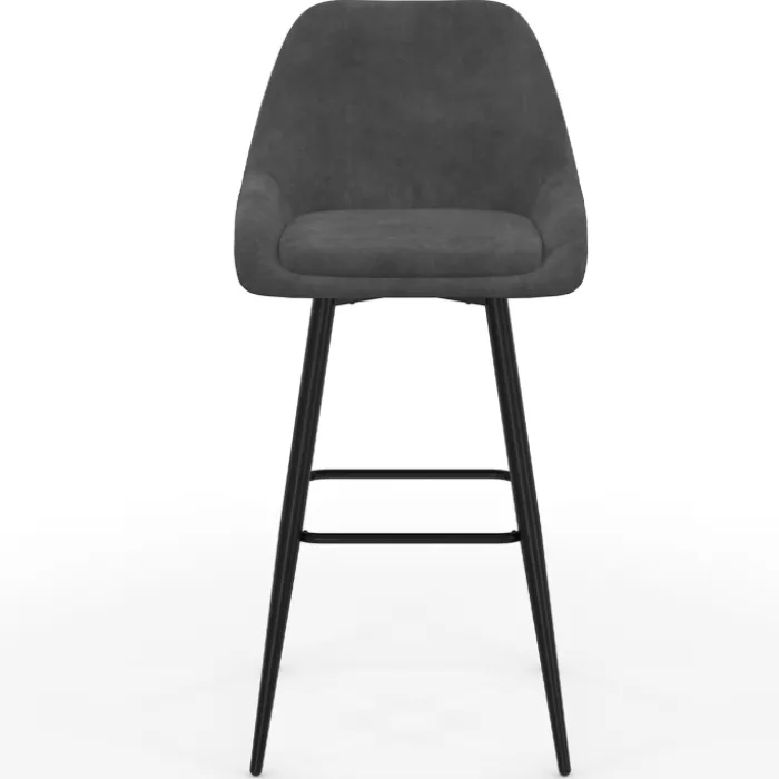 Lot de 4 tabourets de bar en velours mix color : bleu, gris et jaune