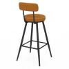 Lot de 4 tabourets de bar marron et pieds métal