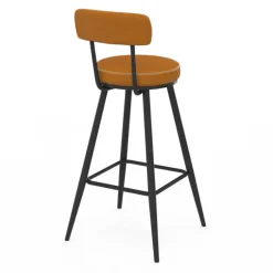 Lot de 4 tabourets de bar marron et pieds métal