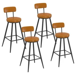Lot de 4 tabourets de bar marron et pieds métal