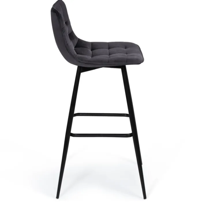 Lot de 4 tabourets de bar matelassés en velours mix color