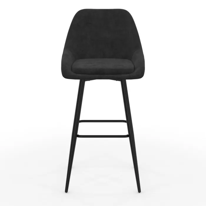 Lot de 4 tabourets de bar en velours noir rembourrés