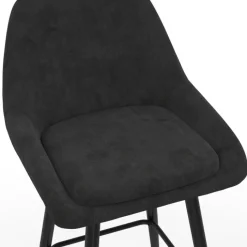 Lot de 4 tabourets de bar en velours noir rembourrés