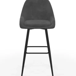 Lot de 4 tabourets de bar THALYA en velours mix color gris foncé, terracotta x2, beige avec demi-accoudoirs