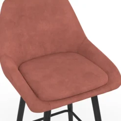 Lot de 4 tabourets de bar THALYA en velours mix color gris foncé, terracotta x2, beige avec demi-accoudoirs