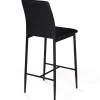 Lot de 4 tabourets de bar en PVC noir rembourrés