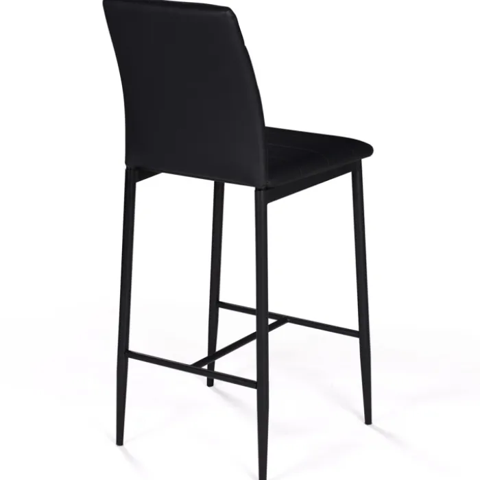 Lot de 4 tabourets de bar en PVC noir rembourrés