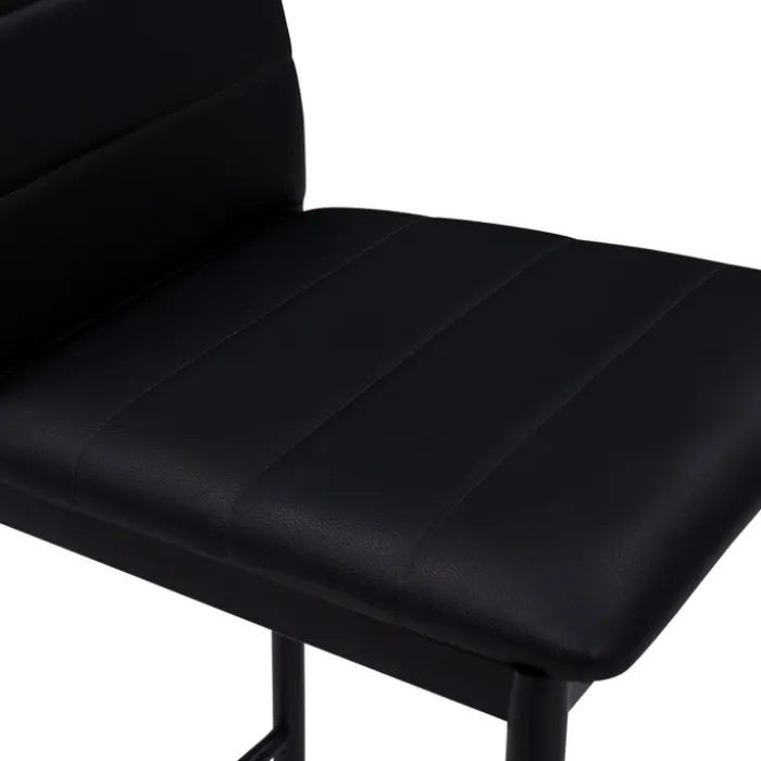 Lot de 4 tabourets de bar en PVC noir rembourrés