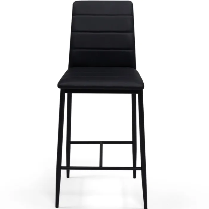 Lot de 4 tabourets de bar en PVC noir rembourrés