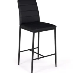 Lot de 4 tabourets de bar en PVC noir rembourrés
