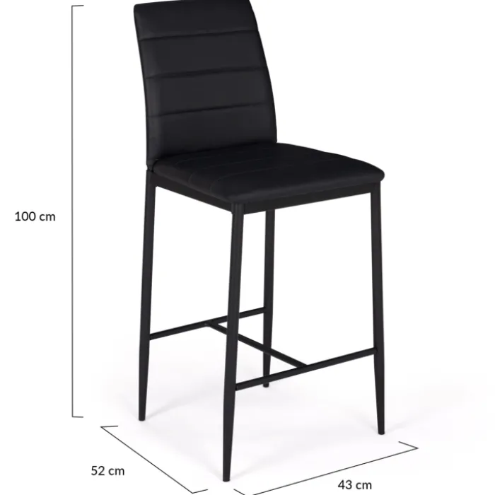 Lot de 4 tabourets de bar en PVC noir rembourrés
