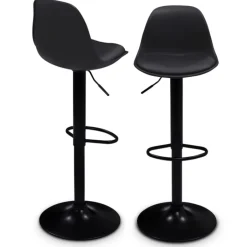 Lot de 2 tabourets de bar noir réglables
